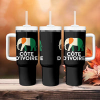 Proud Côte d'Ivoire Elephant Ivory Coast Flag Tumbler With Handle Ivorian Pride Retro Souvenir