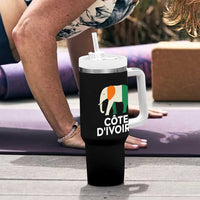 Proud Côte d'Ivoire Elephant Ivory Coast Flag Tumbler With Handle Ivorian Pride Retro Souvenir