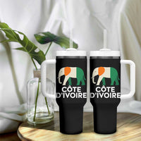 Proud Côte d'Ivoire Elephant Ivory Coast Flag Tumbler With Handle Ivorian Pride Retro Souvenir