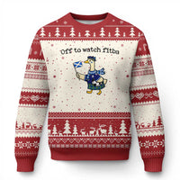 Funny Scottish Goose Scotland Football Ugly Christmas Sweater Off to Watch Fitba Soccer Fans Meme