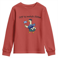Funny Scottish Goose Scotland Football Youth Sweatshirt Off to Watch Fitba Soccer Fans Meme