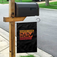 Chaotic Good Dad Funny Tabletop Gamer Parenting Garden Flag Retro Sunset Vintage Fantasy Graphic