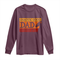Chaotic Good Dad Funny Tabletop Gamer Parenting Long Sleeve Shirt Retro Sunset Vintage Fantasy Graphic