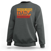 Chaotic Good Dad Funny Tabletop Gamer Parenting Sweatshirt Retro Sunset Vintage Fantasy Graphic