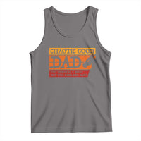 Chaotic Good Dad Funny Tabletop Gamer Parenting Tank Top Retro Sunset Vintage Fantasy Graphic