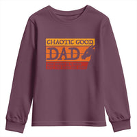 Chaotic Good Dad Funny Tabletop Gamer Parenting Youth Sweatshirt Retro Sunset Vintage Fantasy Graphic