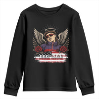 Retro Bowl Cut Music Icon Angel Wings Rest In Peace Youth Sweatshirt American Flag Memorial 1993 2026 Pop Culture Fan