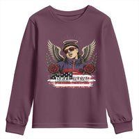 Retro Bowl Cut Music Icon Angel Wings Rest In Peace Youth Sweatshirt American Flag Memorial 1993 2026 Pop Culture Fan