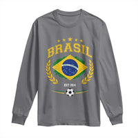 Retro Brasil Soccer Pride Crest Est 1914 Long Sleeve Shirt Vintage Brazil Flag Futbol Lover Football Fans