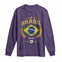 Retro Brasil Soccer Pride Crest Est 1914 Long Sleeve Shirt Vintage Brazil Flag Futbol Lover Football Fans