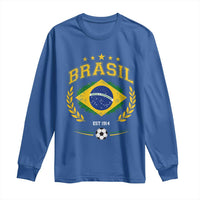 Retro Brasil Soccer Pride Crest Est 1914 Long Sleeve Shirt Vintage Brazil Flag Futbol Lover Football Fans