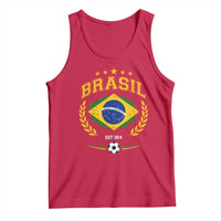 Retro Brasil Soccer Pride Crest Est 1914 Tank Top Vintage Brazil Flag Futbol Lover Football Fans