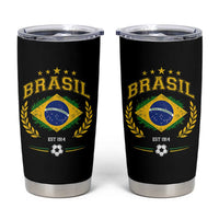 Retro Brasil Soccer Pride Crest Est 1914 Tumbler Cup Vintage Brazil Flag Futbol Lover Football Fans