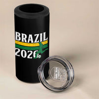 Vintage Brazil 2026 Soccer Player 4 in 1 Can Cooler Tumbler Retro Brasil Futbol Football Fans Sports Lover