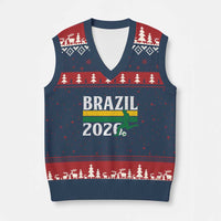 Vintage Brazil 2026 Soccer Player V-Neck Knit Sweater Vest Retro Brasil Futbol Football Fans Sports Lover