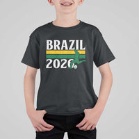 Vintage Brazil 2026 Soccer Player T Shirt For Kid Retro Brasil Futbol Football Fans Sports Lover