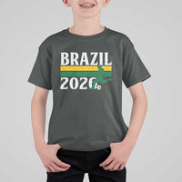 Vintage Brazil 2026 Soccer Player T Shirt For Kid Retro Brasil Futbol Football Fans Sports Lover