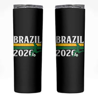 Vintage Brazil 2026 Soccer Player Skinny Tumbler Retro Brasil Futbol Football Fans Sports Lover