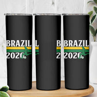 Vintage Brazil 2026 Soccer Player Skinny Tumbler Retro Brasil Futbol Football Fans Sports Lover