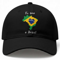 Eu Amo O Brasil Flag Map Baseball Cap I Love Brazil Patriotic Heart Brazilian Pride