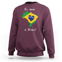 Eu Amo O Brasil Flag Map Sweatshirt I Love Brazil Patriotic Heart Brazilian Pride
