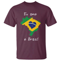 Eu Amo O Brasil Flag Map T Shirt I Love Brazil Patriotic Heart Brazilian Pride