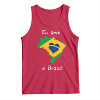 Eu Amo O Brasil Flag Map Tank Top I Love Brazil Patriotic Heart Brazilian Pride
