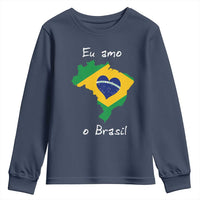Eu Amo O Brasil Flag Map Youth Sweatshirt I Love Brazil Patriotic Heart Brazilian Pride