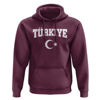 Vintage Proud Türkiye Flag Crescent and Star Hoodie Patriotic Turkish Turkey Heritage Pride