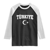 Vintage Proud Türkiye Flag Crescent and Star Raglan Shirt Patriotic Turkish Turkey Heritage Pride
