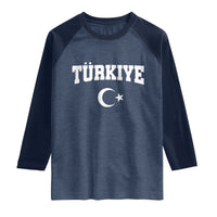 Vintage Proud Türkiye Flag Crescent and Star Raglan Shirt Patriotic Turkish Turkey Heritage Pride