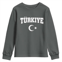 Vintage Proud Türkiye Flag Crescent and Star Youth Sweatshirt Patriotic Turkish Turkey Heritage Pride