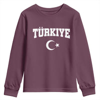 Vintage Proud Türkiye Flag Crescent and Star Youth Sweatshirt Patriotic Turkish Turkey Heritage Pride