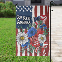 God Bless America Patriotic Floral Garden Flag Red White Blue Daisy Bouquet 4th of July Independence Day Celebration
