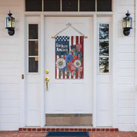 God Bless America Patriotic Floral Garden Flag Red White Blue Daisy Bouquet 4th of July Independence Day Celebration