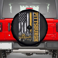 Pittsburgh City Skyline Roberto Clemente Bridge Graphic Spare Tire Cover American Flag Yellow Bridge City Hometown Pride
