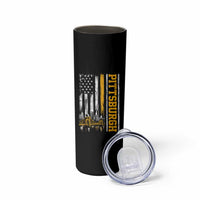 Pittsburgh City Skyline Roberto Clemente Bridge Graphic Skinny Tumbler American Flag Yellow Bridge City Hometown Pride