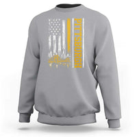 Pittsburgh City Skyline Roberto Clemente Bridge Graphic Sweatshirt American Flag Yellow Bridge City Hometown Pride