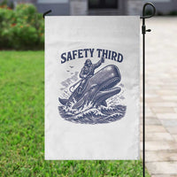 Funny Safety Third Captain Riding Sperm Whale Garden Flag Vintage Nautical Ocean Fishing Humor