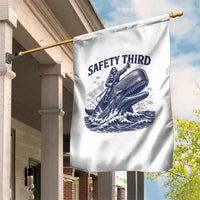 Funny Safety Third Captain Riding Sperm Whale Garden Flag Vintage Nautical Ocean Fishing Humor