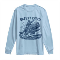Funny Safety Third Captain Riding Sperm Whale Long Sleeve Shirt Vintage Nautical Ocean Fishing Humor