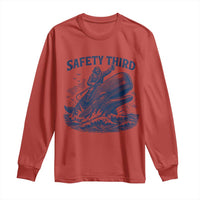 Funny Safety Third Captain Riding Sperm Whale Long Sleeve Shirt Vintage Nautical Ocean Fishing Humor