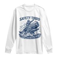 Funny Safety Third Captain Riding Sperm Whale Long Sleeve Shirt Vintage Nautical Ocean Fishing Humor
