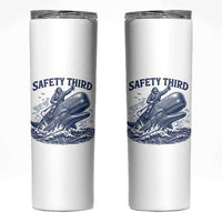 Funny Safety Third Captain Riding Sperm Whale Skinny Tumbler Vintage Nautical Ocean Fishing Humor