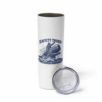Funny Safety Third Captain Riding Sperm Whale Skinny Tumbler Vintage Nautical Ocean Fishing Humor