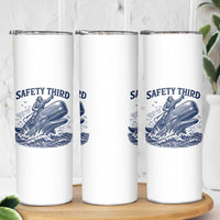 Funny Safety Third Captain Riding Sperm Whale Skinny Tumbler Vintage Nautical Ocean Fishing Humor
