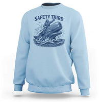 Funny Safety Third Captain Riding Sperm Whale Sweatshirt Vintage Nautical Ocean Fishing Humor