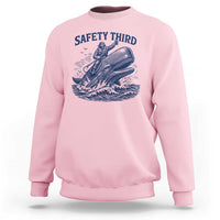 Funny Safety Third Captain Riding Sperm Whale Sweatshirt Vintage Nautical Ocean Fishing Humor