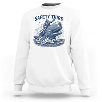 Funny Safety Third Captain Riding Sperm Whale Sweatshirt Vintage Nautical Ocean Fishing Humor