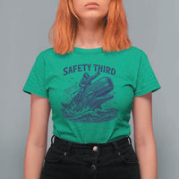 Funny Safety Third Captain Riding Sperm Whale T Shirt For Women Vintage Nautical Ocean Fishing Humor